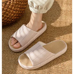 Pantuflas infantiles de lino y algodón con suela antideslizante
