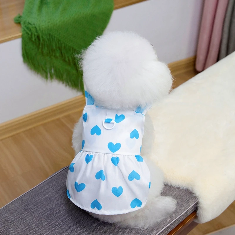 Ropa para perros, bonito vestido con estampado de corazón para cachorros, chaleco con tirantes para gatos, disfraces para mascotas, vestido de princesa para perros Chihuahua - imagen 4