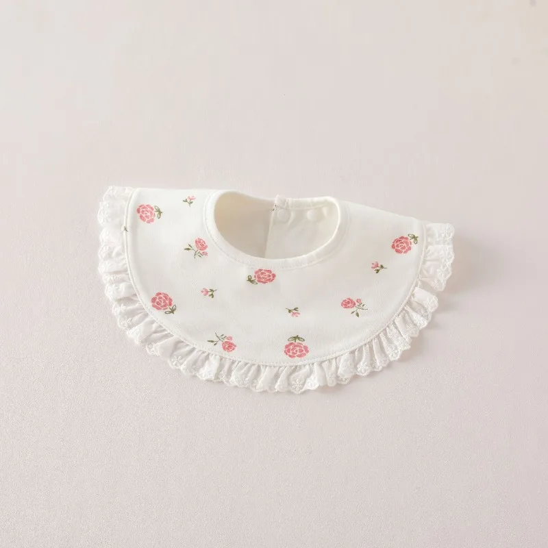 Baberos Bandana elegantes impermeables de algodón con encaje para bebé - imagen 5
