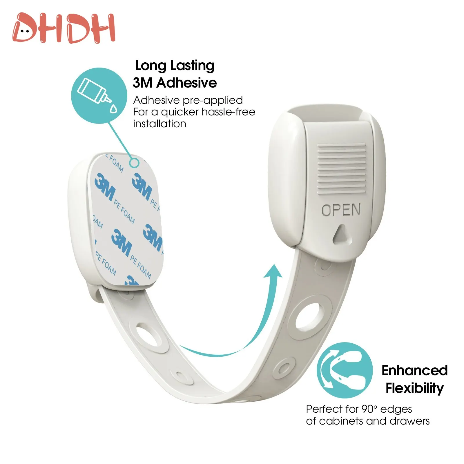 Cerraduras de correas para bebé, pestillos múltiples ajustables, cajón para niños, puerta de armario de cocina, cerradura de seguridad para habitación, hebilla de mano antipellizco, 5 uds. - imagen 3