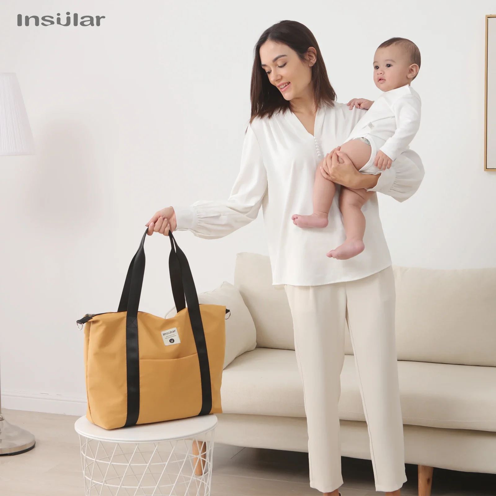 Bolsa para cochecito de pañales de maternidad para mamá de gran capacidad, bolsa de viaje multifuncional para lactancia, cuidado del bebé a la moda para mujer - imagen 3