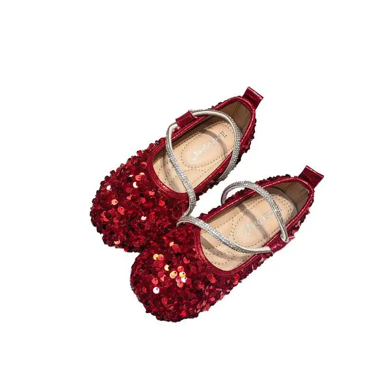 Zapatos de princesa con lentejuelas para niños, bailarinas de cristal a la moda, suela suave, zapatos poco profundos para niñas, zapatos de diamantes de imitación para fiestas y bodas - imagen 5