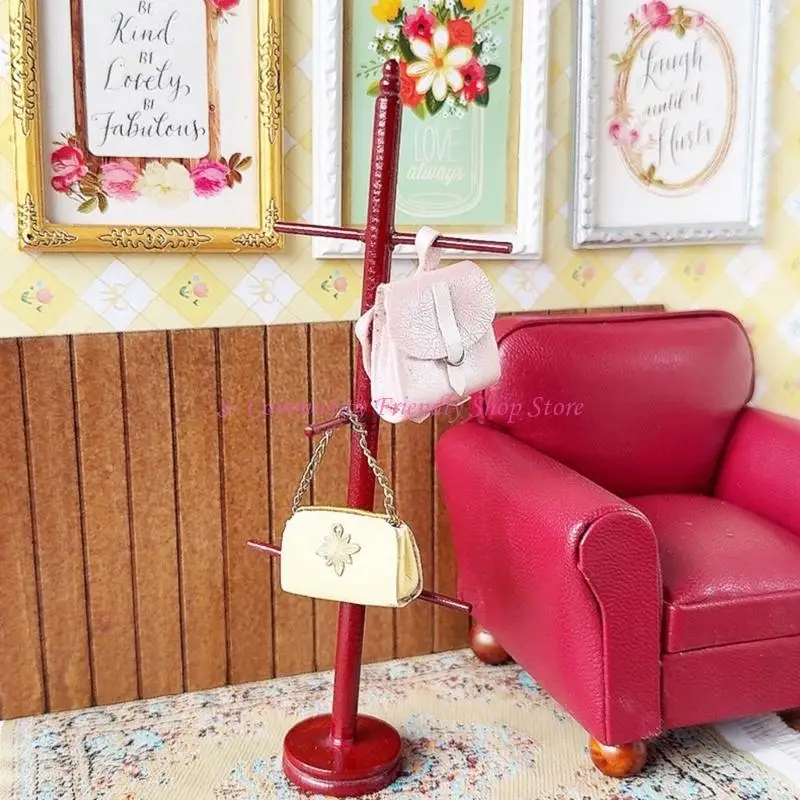 85AE antiguo 1/12 casa muñecas colgador organizador muebles en miniatura perchero estatuilla - imagen 4