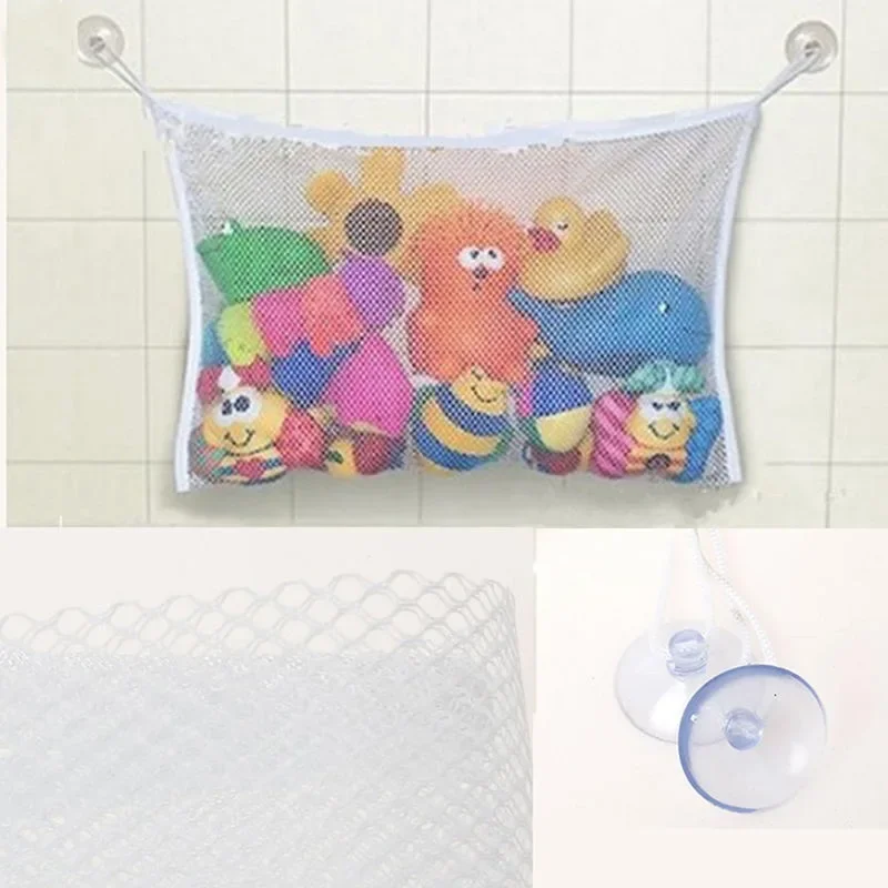 Bolsa de baño de malla para baño de bebé, cesta de dibujos animados para niños, red de juegos para niños, tela impermeable, juguetes de arena, organizador de almacenamiento para playa - imagen 3