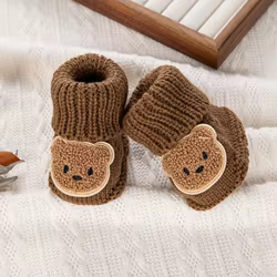 Calcetines bonitos de oso para bebé de 0 a 12M, calzado tejido para otoño e invierno, regalos de cumpleaños, accesorios para fotos, calcetín tobillero de Boutique, medias para niños pequeños