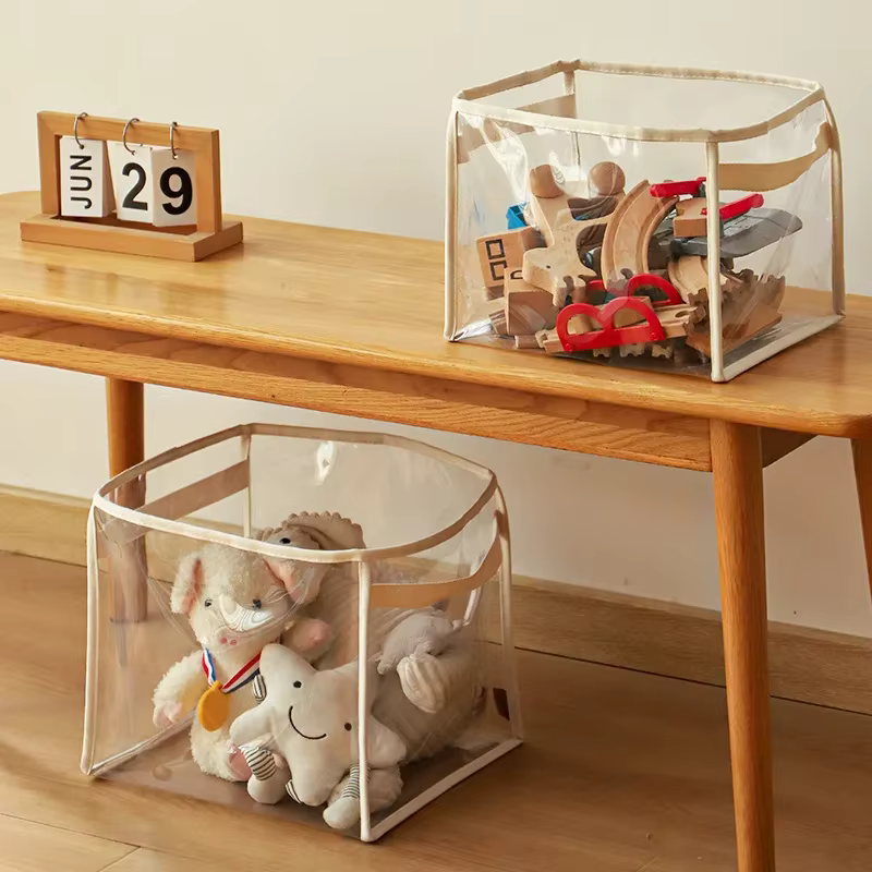 Cesta transparente de almacenamiento para juguetes y pañales bebé - imagen 5