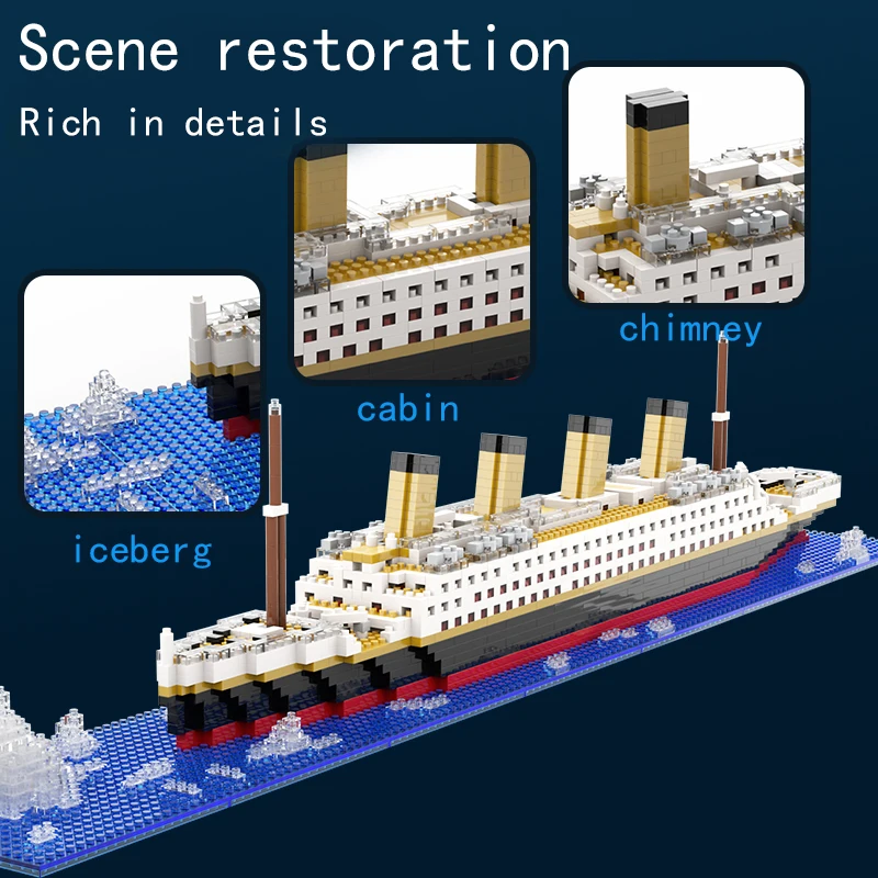 Bloques de construcción del Titanic – Juguete para niños y niñas - imagen 3