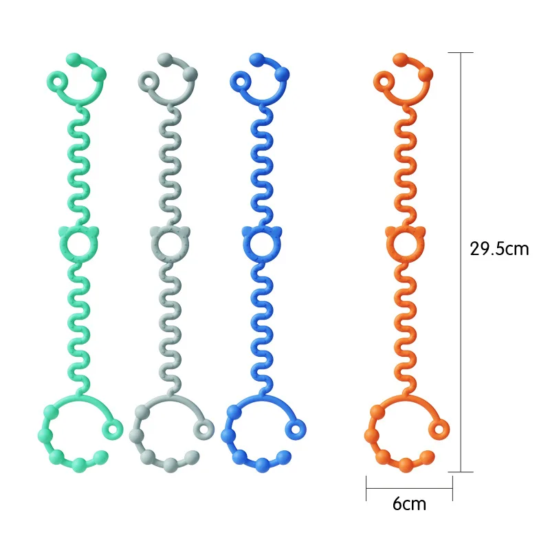 Soportes de cadena para chupete de dibujos animados, cadena de cuerda anticaída, Clips de dentición de silicona suave, juguete mordedor para bebé, chupete, correa para chupete - imagen 4