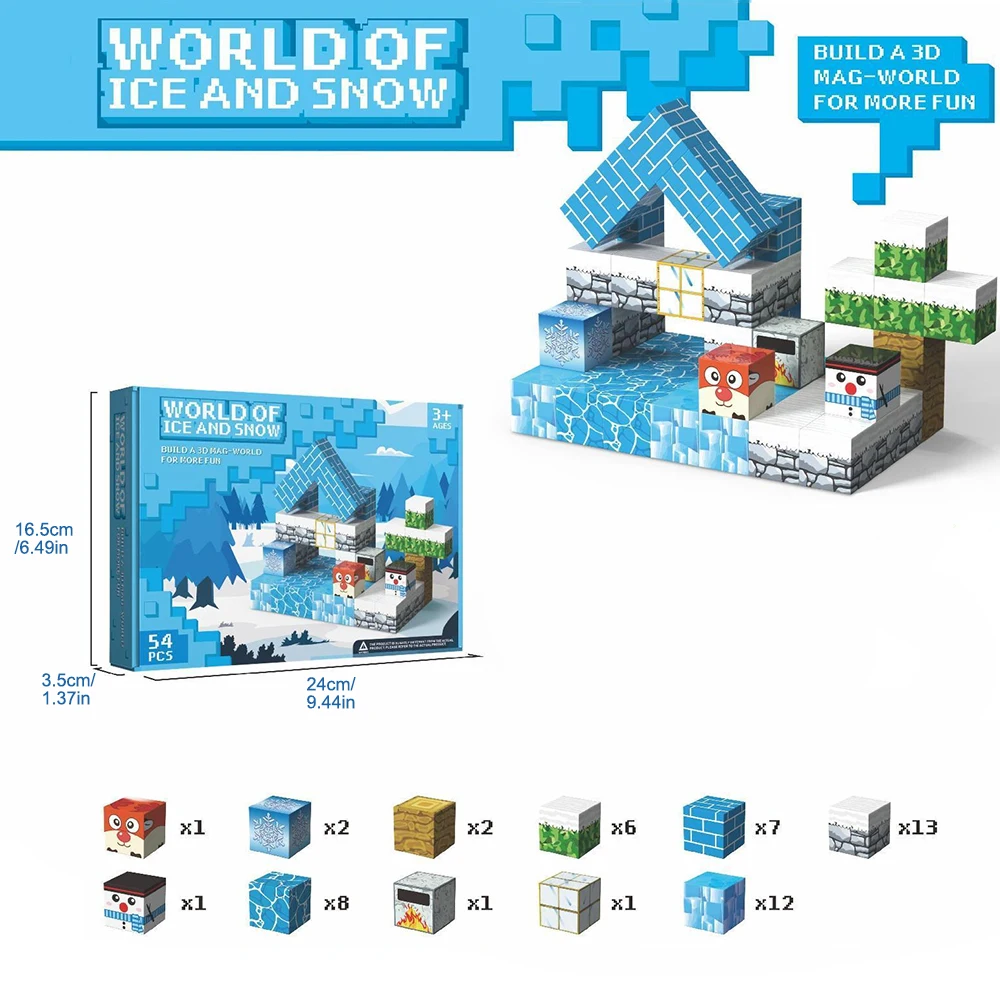 DIY cubo mágico magnético hielo y nieve mundo mazmorra aventura aventura en la jungla bloques de construcción magnéticos rompecabezas para niños juguete - imagen 4