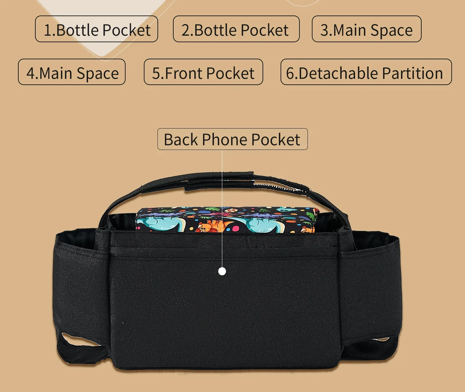 Bolsa de pañales para cochecito de bebé – Organizador colgante viajero - imagen 2