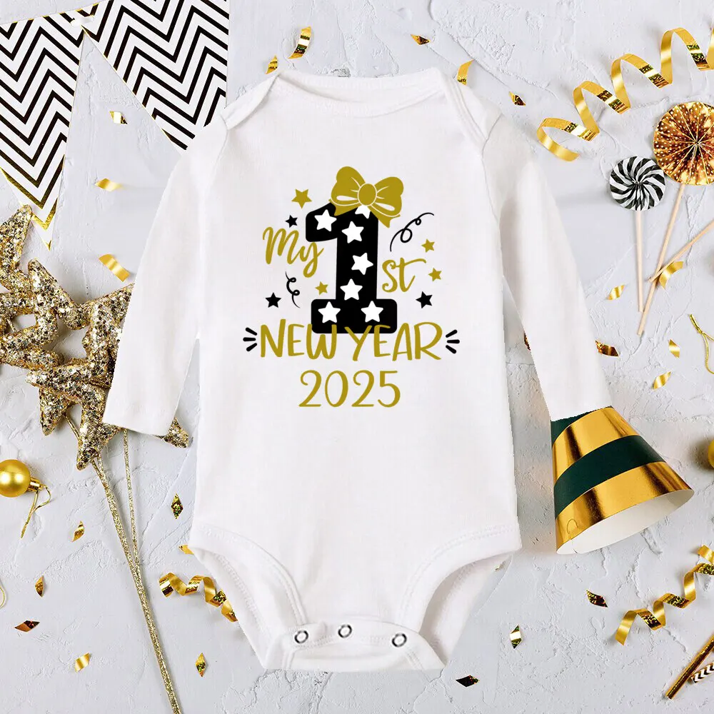 Mi primer año nuevo 2025, Body para bebé, pelele infantil, regalo de Año Nuevo para bebé, mono de manga larga para niño, ropa, regalos de ducha para recién nacido - imagen 4