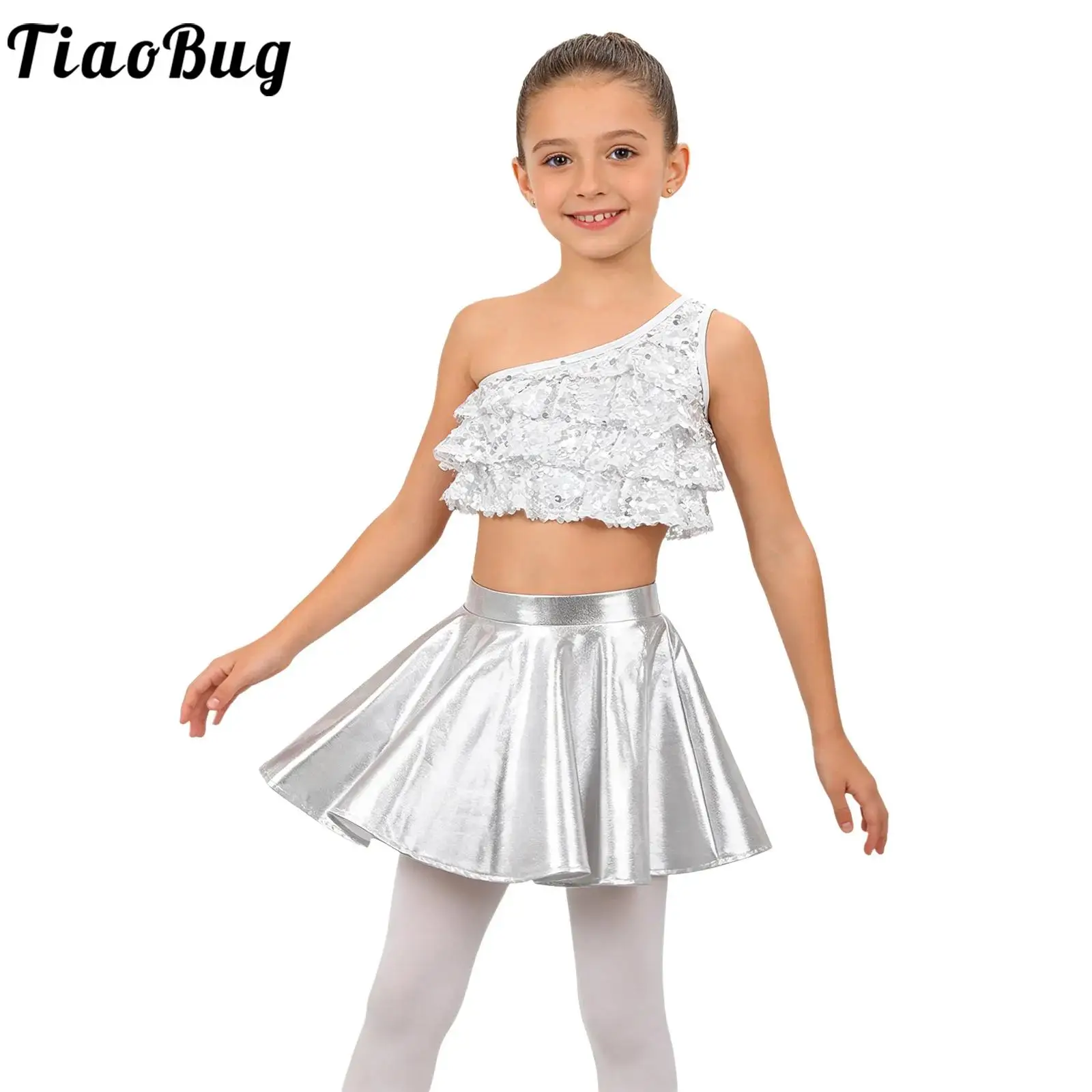 Conjunto de danza jazz para niña con lentejuelas y volantes - imagen 3