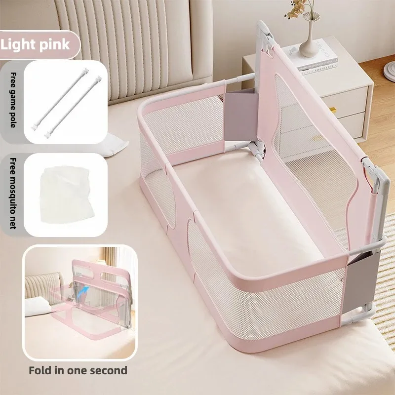 Cuna plegable para bebé con ventana de malla y forro suave lavable - imagen 4