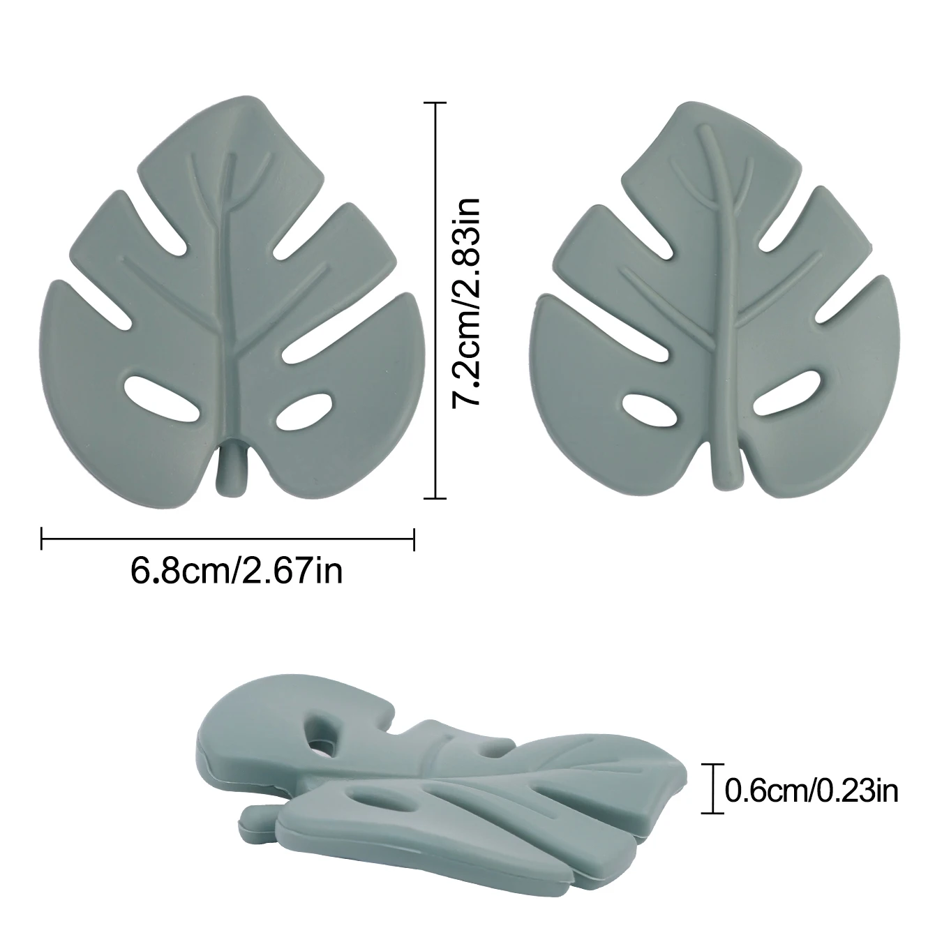 TYRY.HU, 2 uds., cuentas para mordedor de hojas de silicona, mordedores para bebés, hojas de silicona, cadena de chupete masticable, accesorios DIY sin BPA - imagen 2