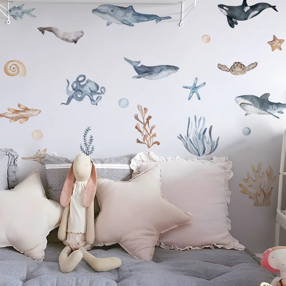 Vinilos pared tiburón dibujos animados decoración habitación infantil - imagen 3