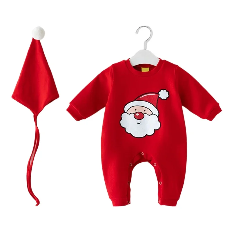 Mameluco unisex bebé cálido con sombrero estampado bonito Navidad - imagen 3