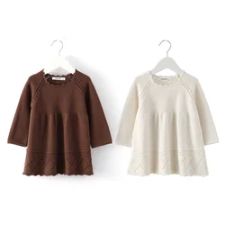 Vestido punto algodón para niña – Manga larga primavera otoño