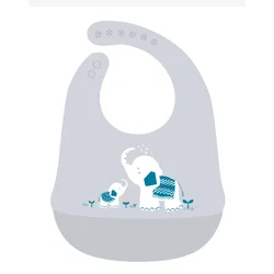 Babero impermeable de silicona suave con estampado de animales
