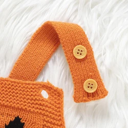 Mono de punto calabaza Halloween bebé – Traje unisex otoño invierno