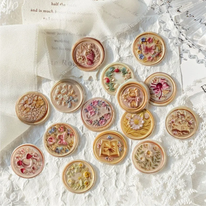 1 hoja de pegatinas de sello de cera, pegatinas autoadhesivas 3D, suministros de Collage DIY, decoración creativa, papelería, pegatinas estéticas de sellado - imagen 3