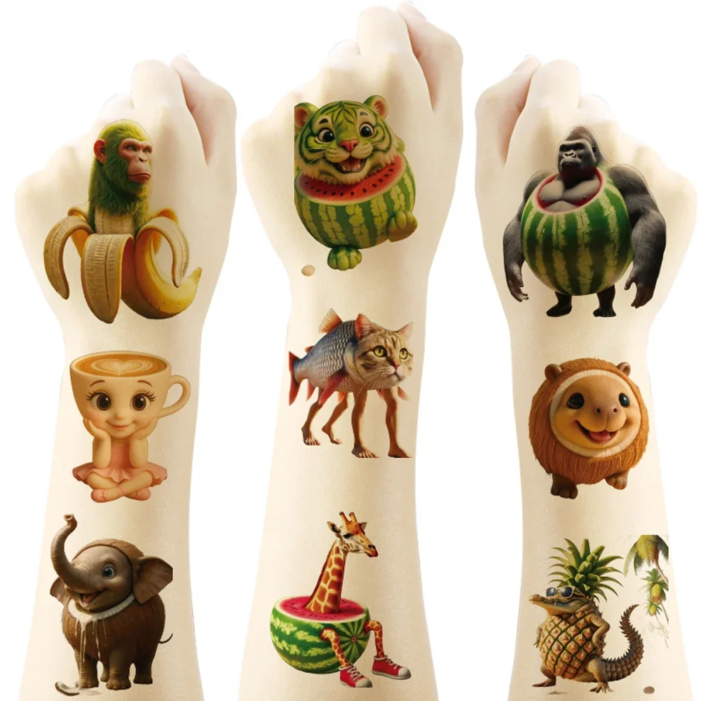 1 Uds Tung Sahur cerebro italiano AI tatuaje temporal abstracto pegatina lindo arte corporal tatuaje pegatinas juguetes para regalos de fiesta - imagen 2