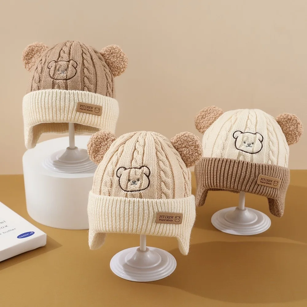 Gorro de bebé con orejeras de oso – Polar cálido para invierno - imagen 3