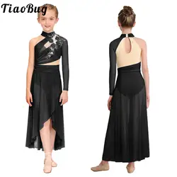 Vestido de ballet para niña – Moderno un hombro con malla y apliques