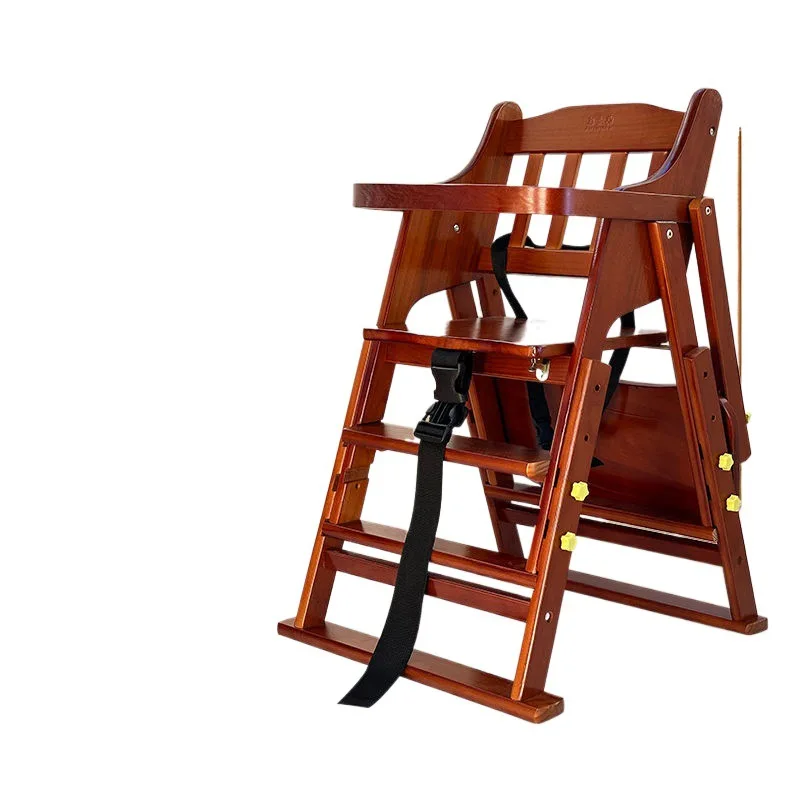 Silla infantil de madera maciza plegable anticaídas para bebés - imagen 2