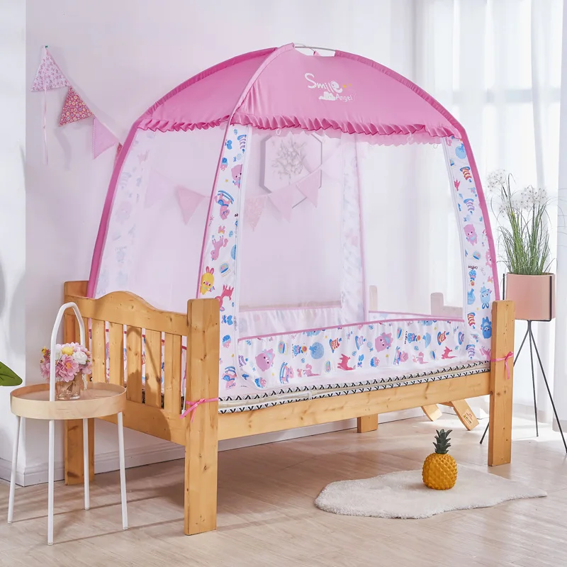 Mosquitera de yurta de malla cifrada para niños, estilo de dibujos animados, cuna de bebé para el hogar, mosquitera anticaída de fondo completo, tienda portátil plegable - imagen 2