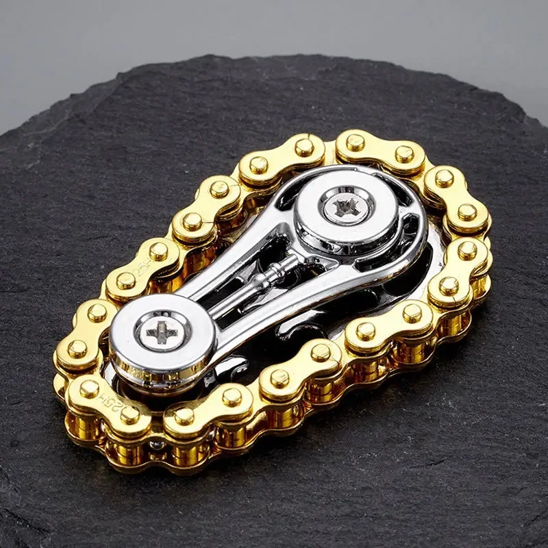 Fidget Spinner piñones volante dedo Gyro antiestrés ansiedad cadenas de bicicleta de Metal EDC Spinner Fidget juguetes para niños adultos - imagen 5