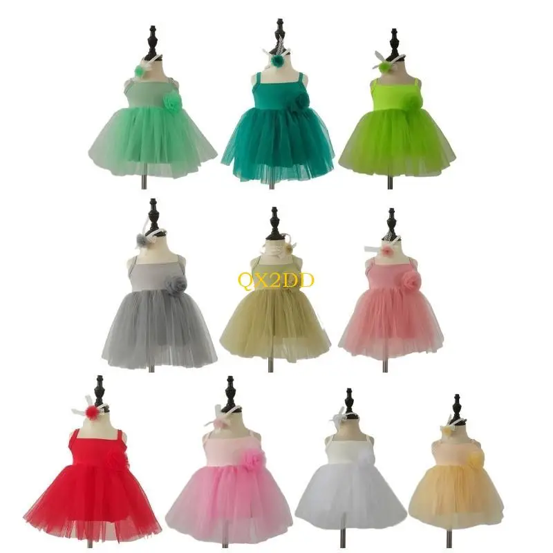 Disfraz infantil QX2D para bebé niña 3-6 meses con diadema floral y vestido tul - imagen 4