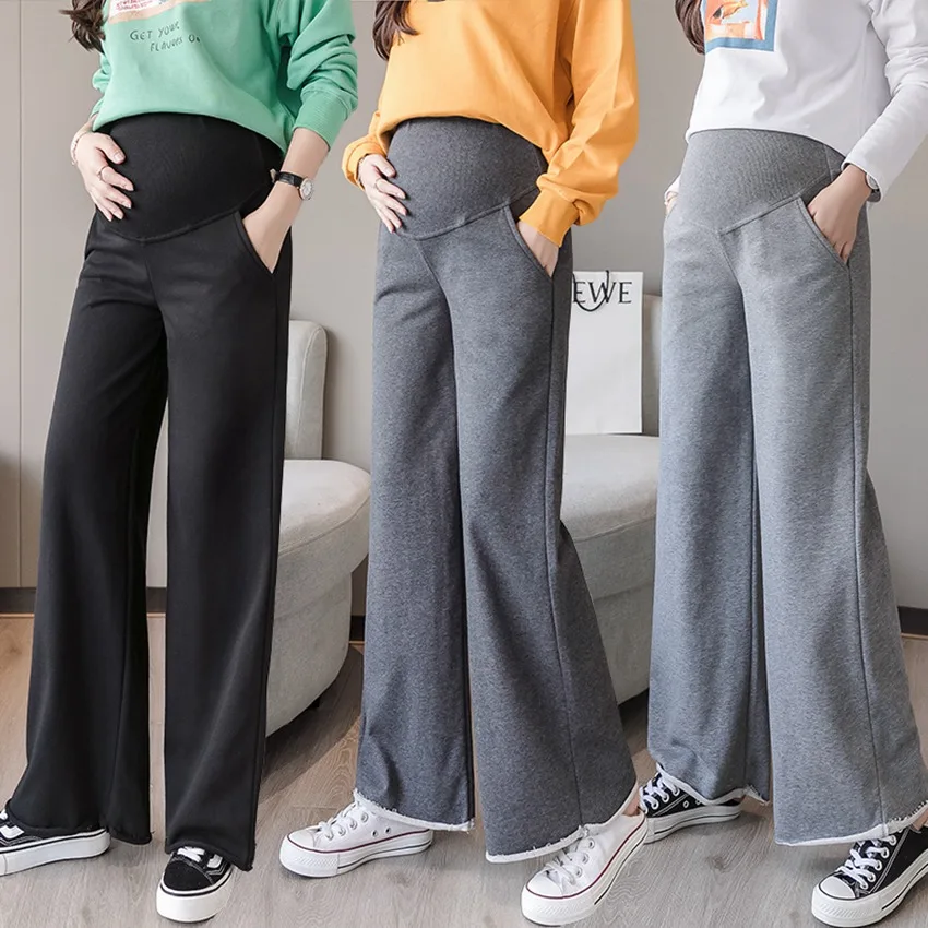 Pantalones premamá anchos de algodón cómodos y suaves