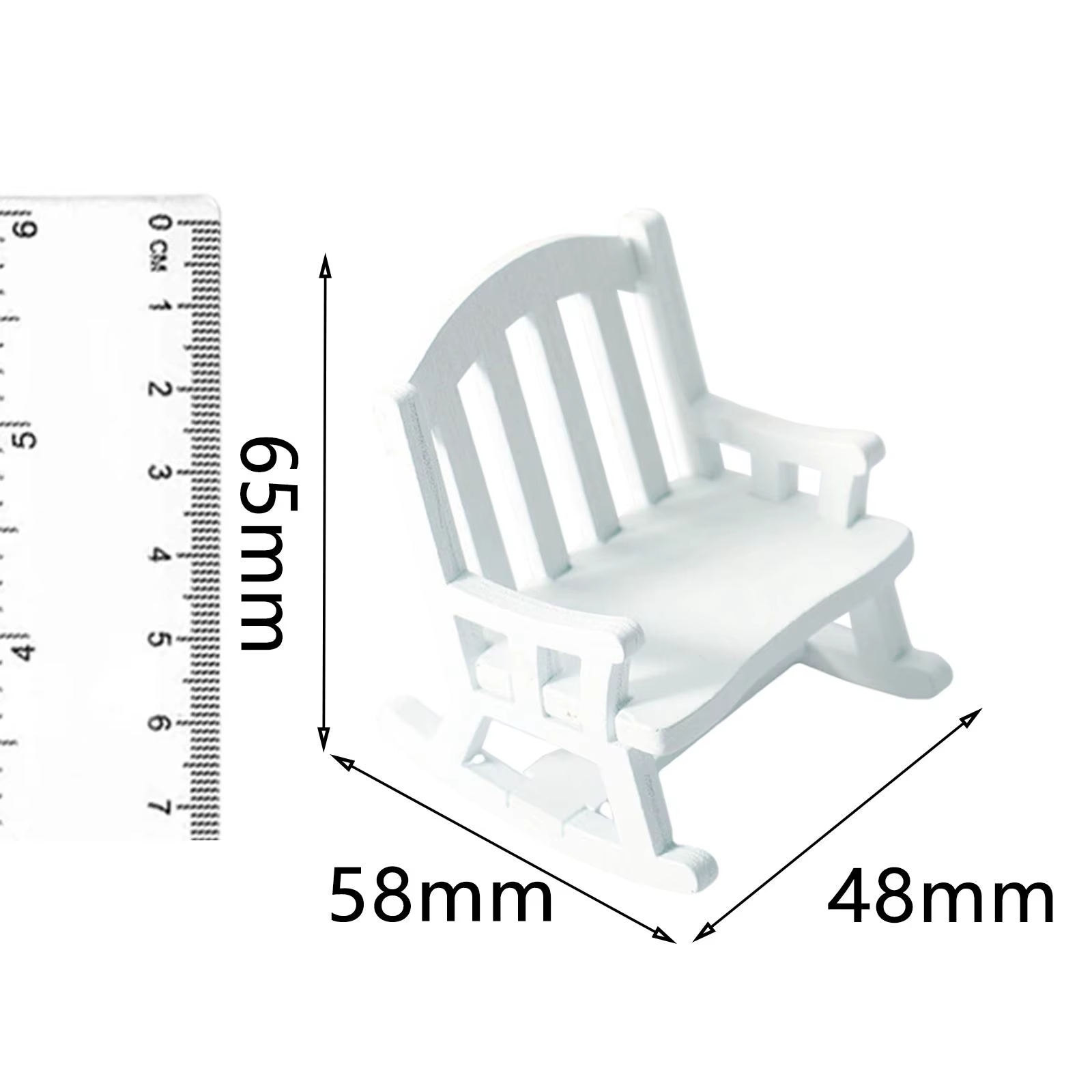 Silla mecedora miniatura de madera para casa muñecas - imagen 4