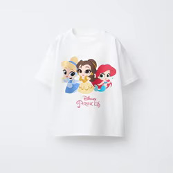 Camisetas de princesa de Disney, camisa básica que combina con todo de Color sólido, Tops simples finos de manga corta, jerséis encantadores de cuello redondo, nueva ropa para niños