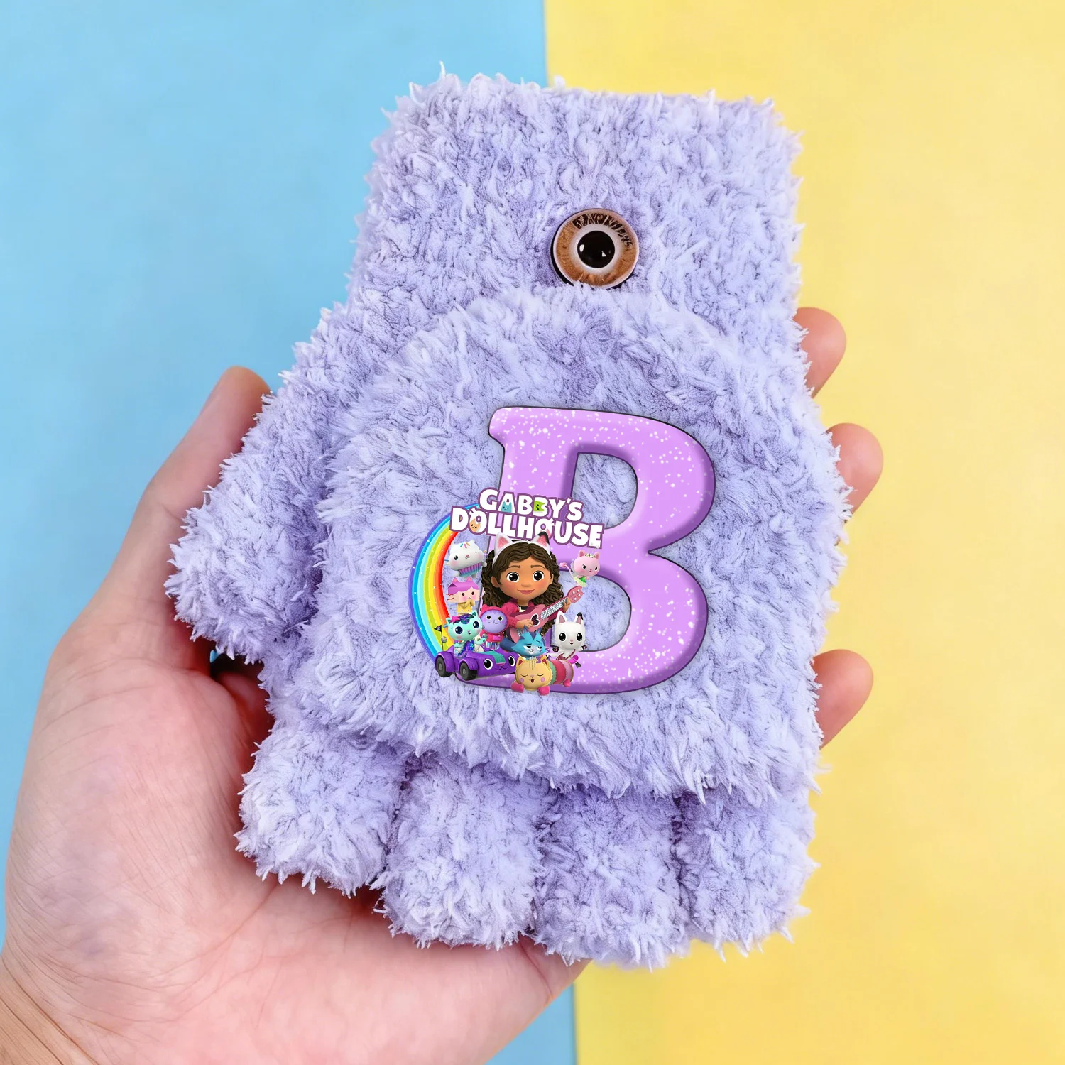 Gabby-guantes morados para casa de muñecas para niños, guantes con tapa de medio dedo con letras de dibujos animados, manoplas suaves y cálidas Kawaii para invierno, regalo para chico - imagen 2