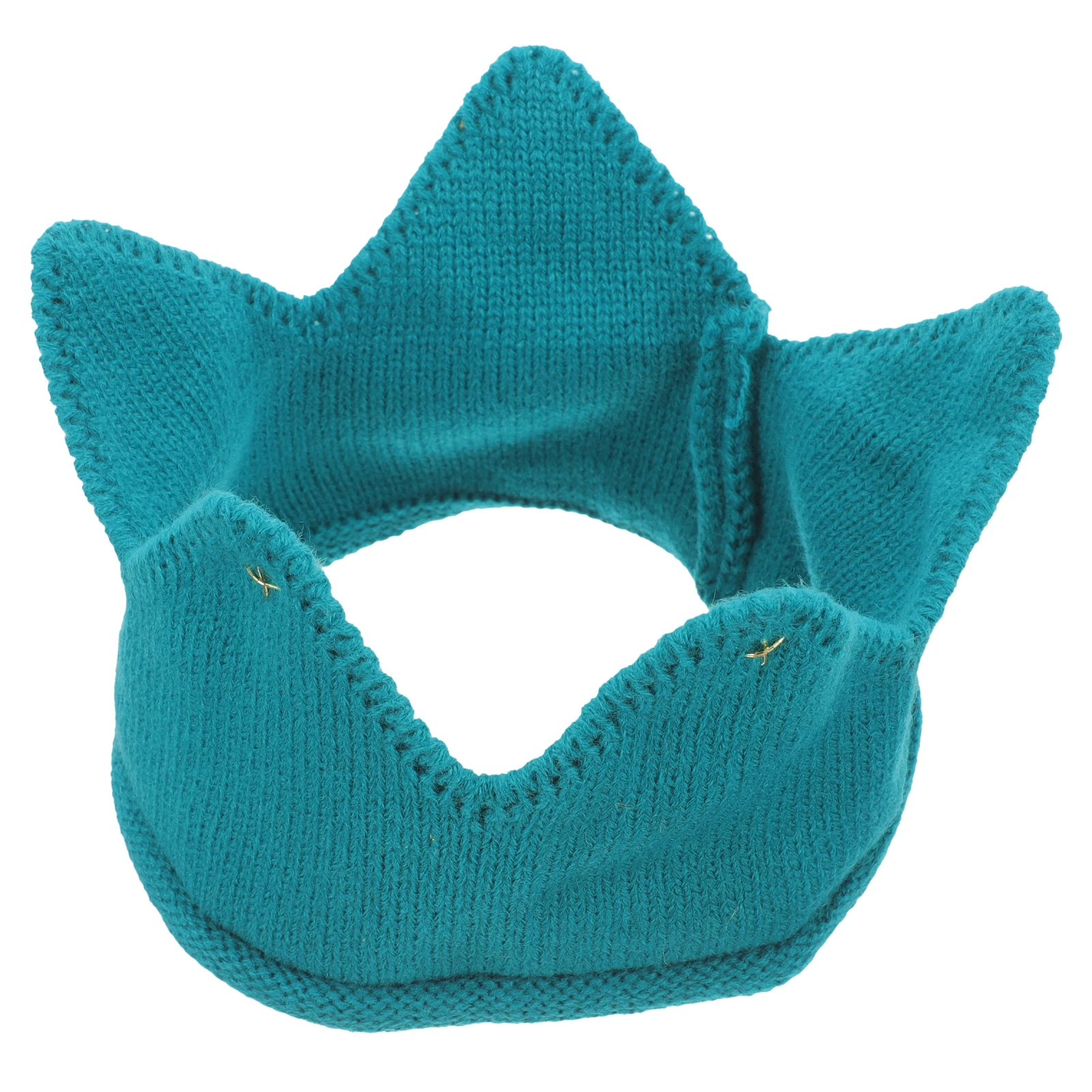 Gorro de corona de punto cálido para bebés y niñas, gorro azul elástico grueso y cálido para fiestas fotográficas, ocasiones especiales, tejido para bebés - imagen 3