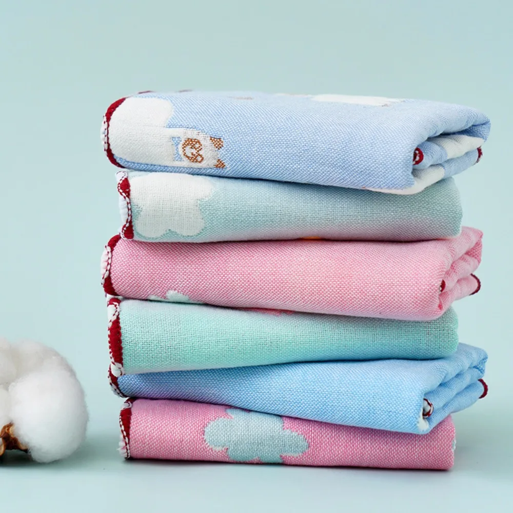Toalla de algodón puro para la cara del bebé, paños para eructar de alimentación, toalla pequeña de seis capas con forma cuadrada, pañuelo absorbente para niños