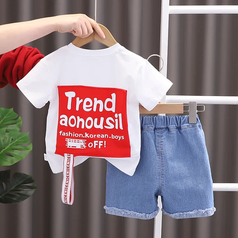 Ropa de verano para bebé y niña, camiseta con letras, pantalones cortos, conjunto de 2 piezas, chándal informal para niño pequeño - imagen 5