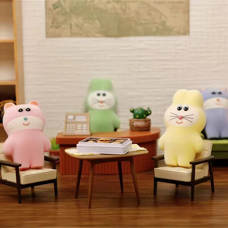 Kenelephant cápsula juguetes lindo ratón pequeño flocado mascota 2 ojos redondos rata esponjosa miniaturas de pie adornos figuras gashapon - imagen 4