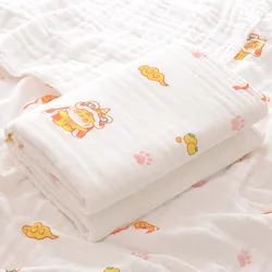 Manta de gasa para bebé recién nacido con dibujos, suave y absorbente