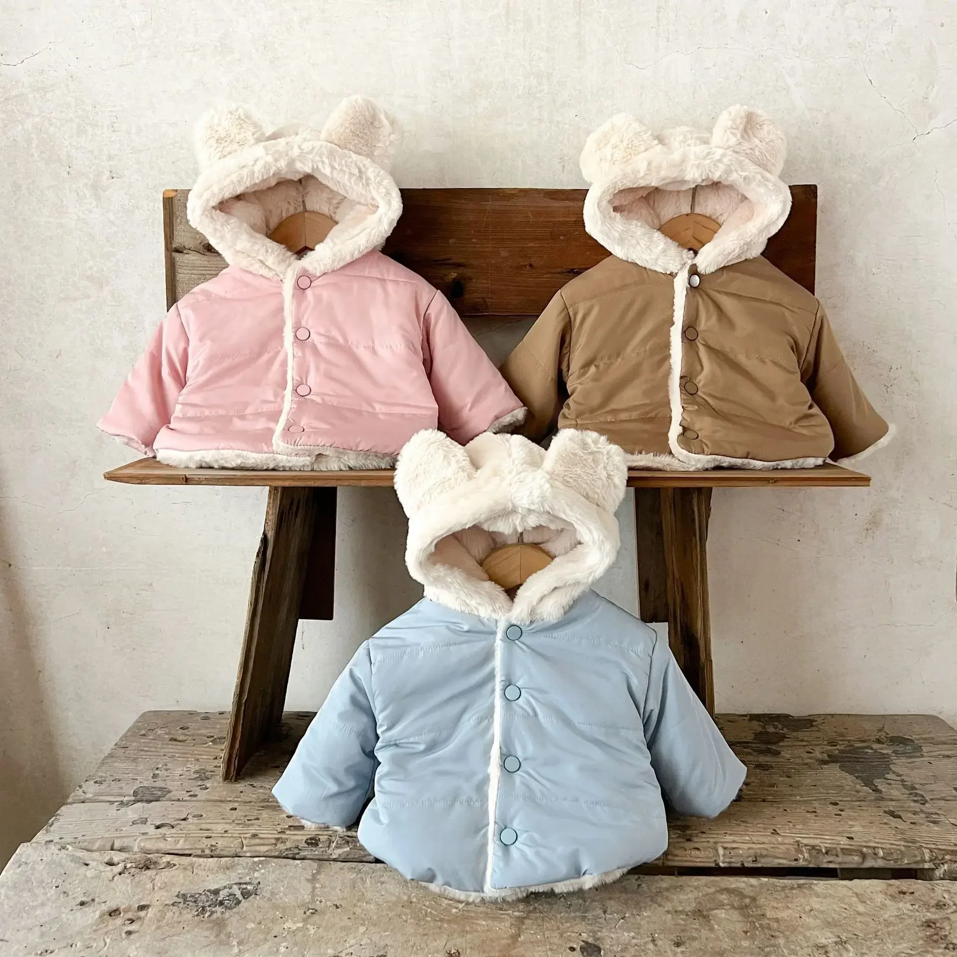 Ropa de bebé de 0 a 3 años, Abrigo de piel con capucha, forro de piel grueso, chaqueta polar, Parkas para niñas, abrigo para niñas pequeñas - imagen 2