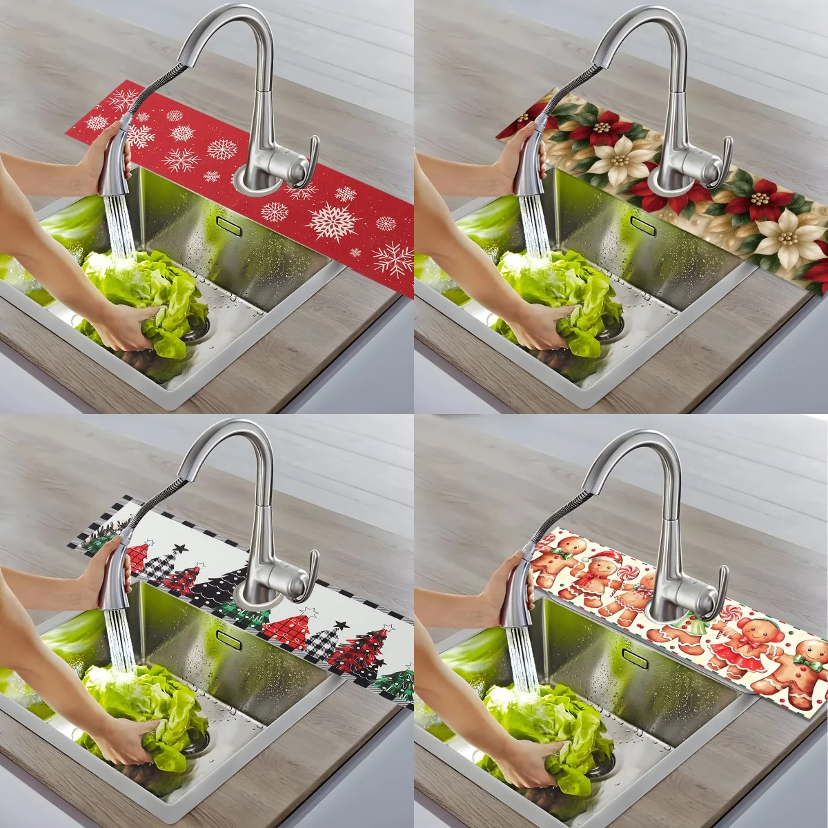 Almohadilla de drenaje para grifo de fregadero de Navidad, adornos navideños para el hogar, alfombrilla contra salpicaduras para fregadero de cocina, regalos de Año Nuevo 2026 - imagen 2