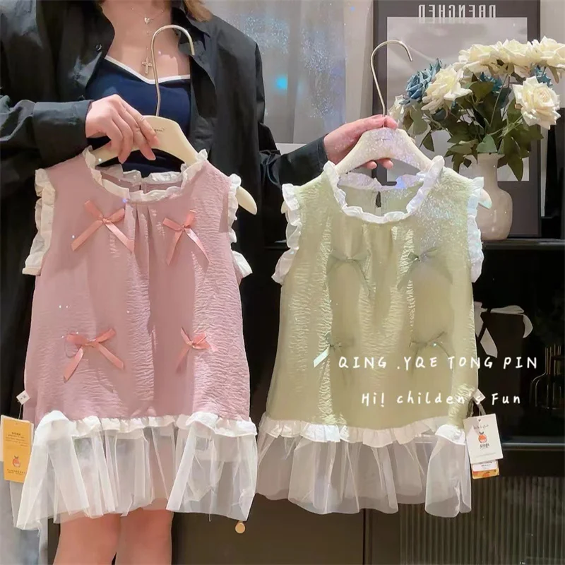 Vestido de verano para niña con lazo y falda princesa - imagen 3