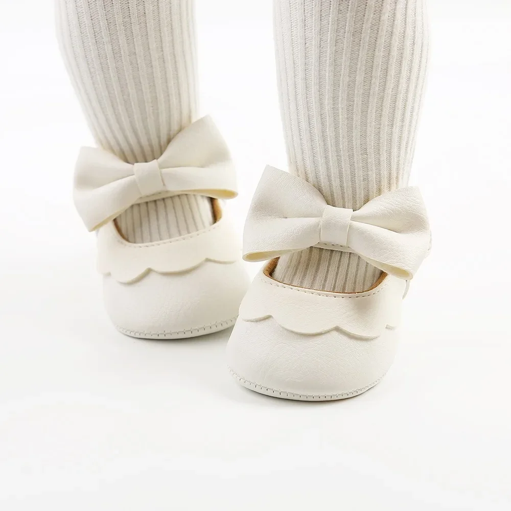 Newbron Zapatos primeros pasos para bebé de suela blanda con lazo - imagen 3