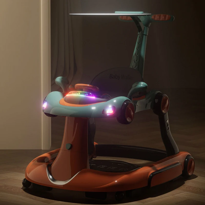 Andador de bebé multifuncional, andador de altura ajustable anti-pierna, carrito asistente de cochecito de bebé, juguetes con luces LED musicales - imagen 5