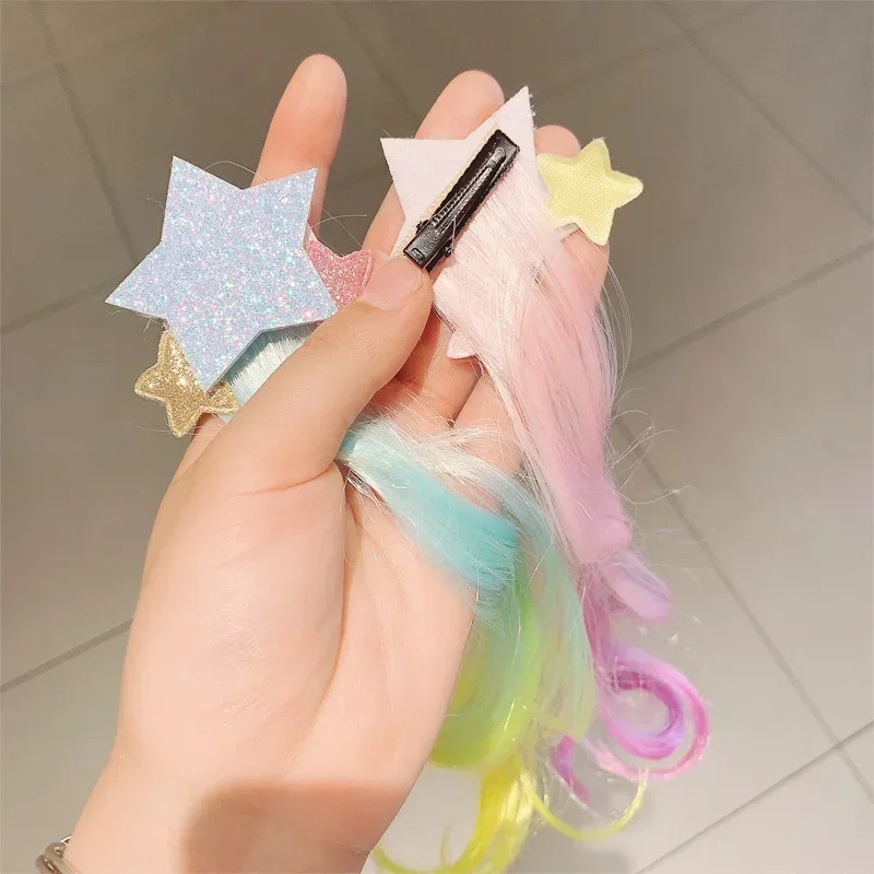 Pinza de pelo de pentagrama de dibujos animados para niños, accesorios para el cabello para niñas, tocado colorido, coreano, nuevo, caliente - imagen 3
