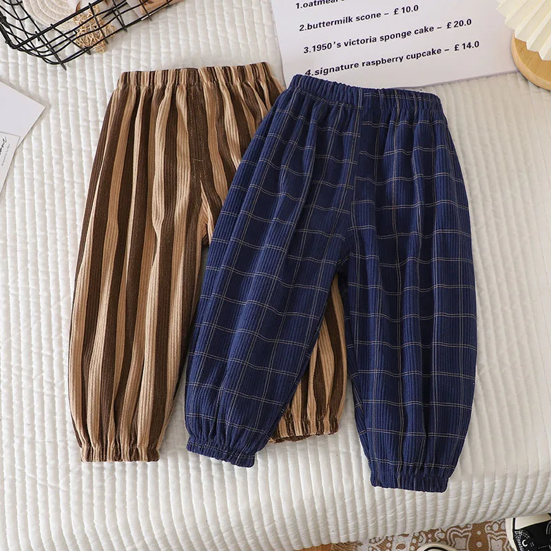 Pantalones informales de verano para niños de 1 a 6 años, pantalones sencillos con rejilla para el sudor, pantalones coreanos holgados y finos con letras a rayas