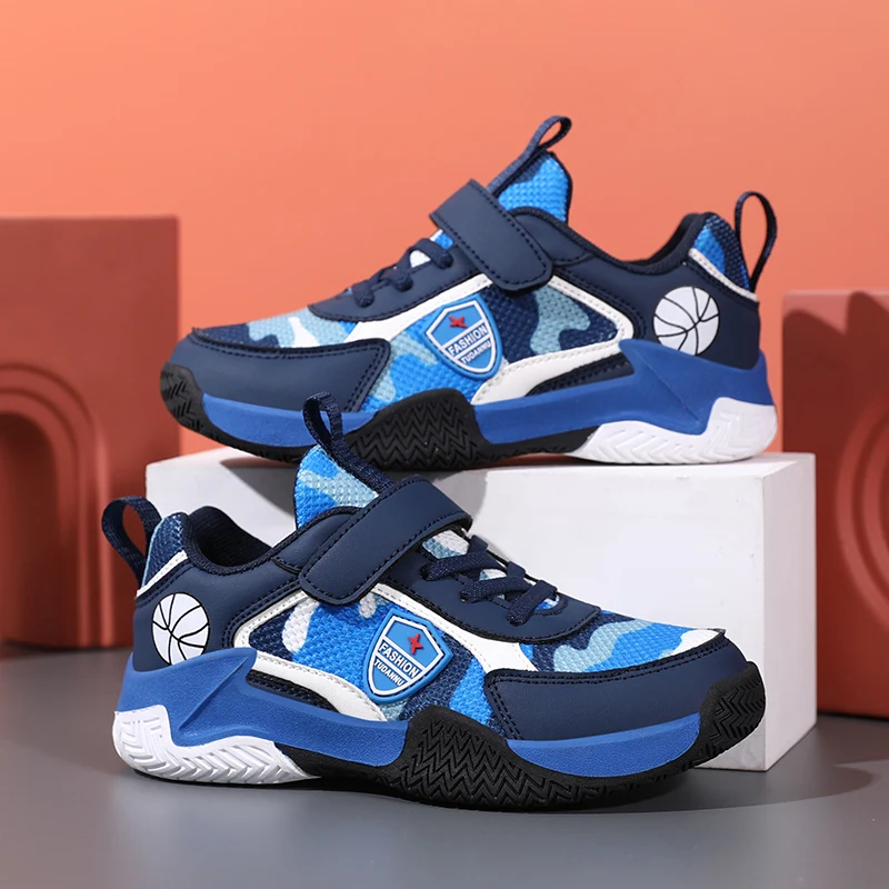 Venta caliente de zapatos de baloncesto para niños, zapatos deportivos antideslizantes para niños, zapatillas de baloncesto resistentes al desgaste para exteriores, zapatos de goma para niños - imagen 2