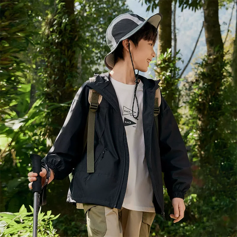 Chaqueta impermeable con capucha para niños de otoño