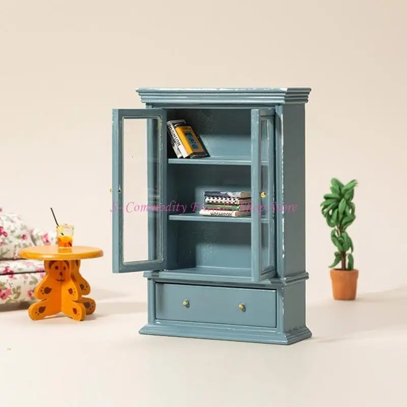 85ae Dollhouse Simulación muebles Bookcase Modelo juguete Estante madera 1:12 Escala - imagen 3